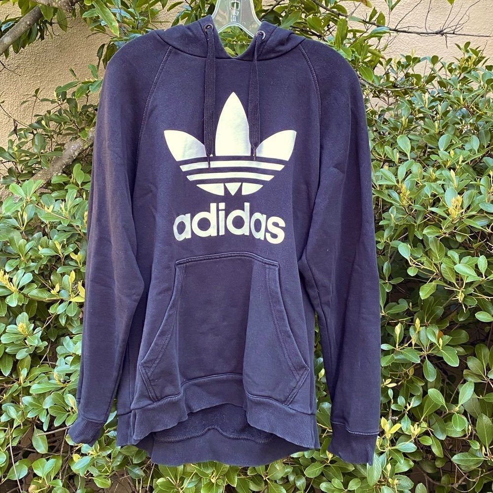 Adidas Black Logo Hooded Sweatshirt. Size Large. VGUC!